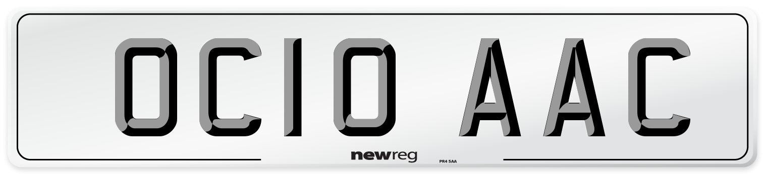 OC10 AAC Number Plate from New Reg